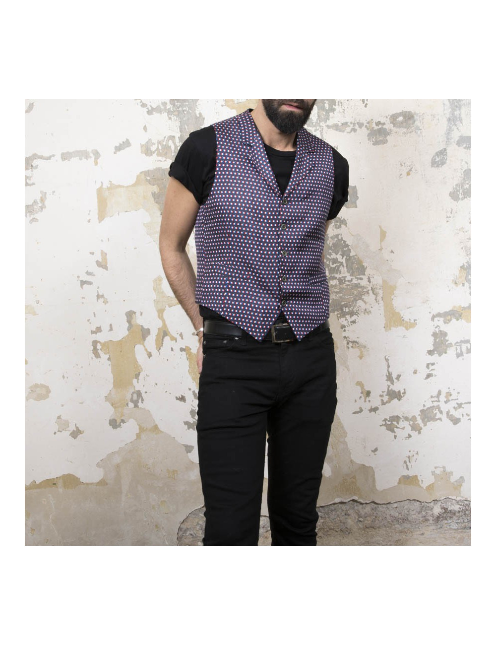 Gilet drapeau tricolore T 50 en soie HERMES