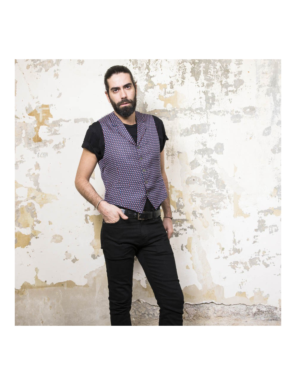 HERMES 'Tricolor flag' waistcoat in silk size 50