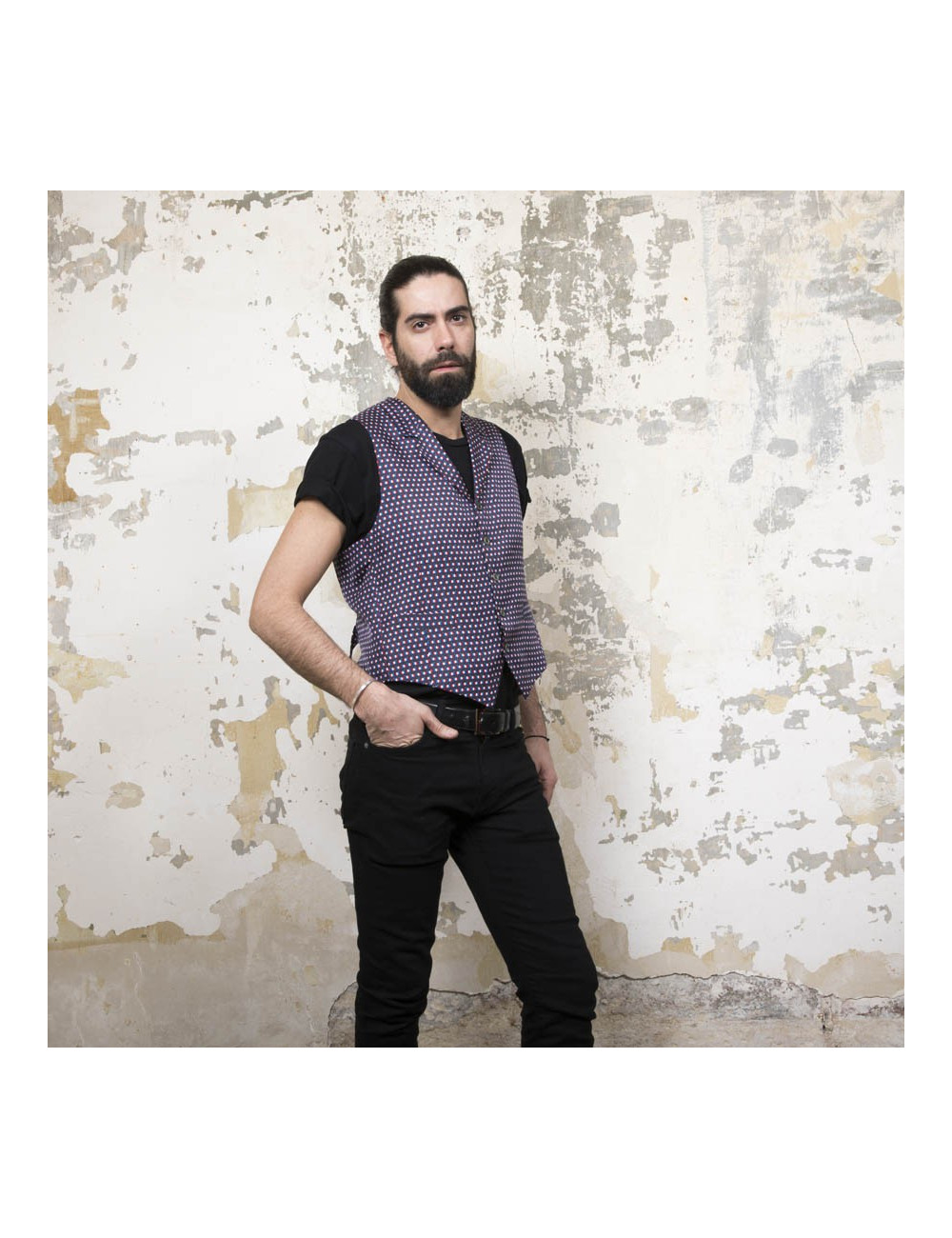 Gilet drapeau tricolore T 50 en soie HERMES