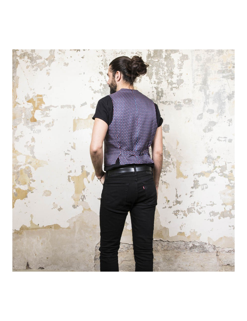 HERMES 'Tricolor flag' waistcoat in silk size 50