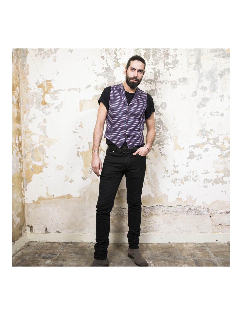 Gilet drapeau tricolore T 50 en soie HERMES