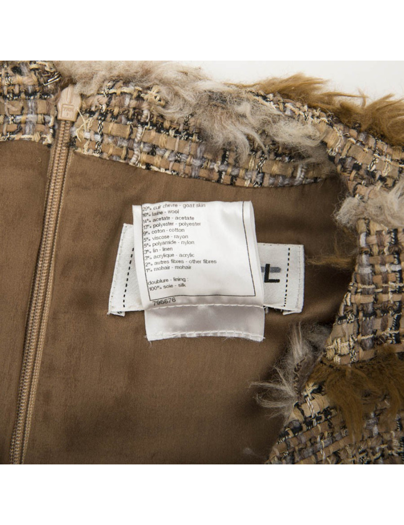 CHANEL dress in tweed and faux fur size 38FR 