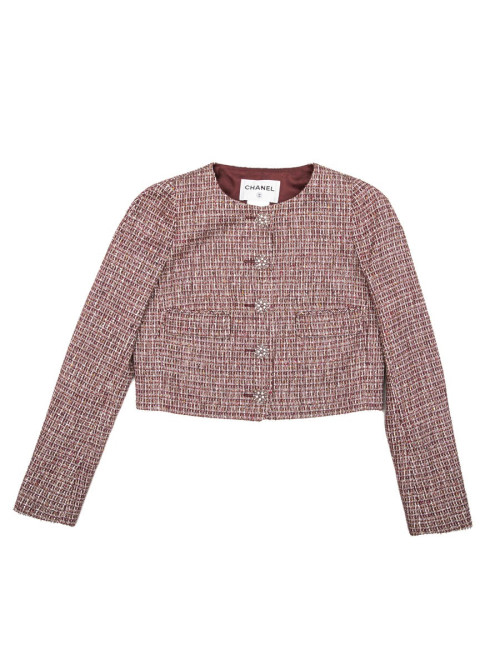 Veste T40 CHANEL bordeaux et fils d'or
