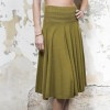  KENZO flared skirt in green khaki wool, silk and cashmere size S