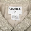 CHANEL set jacket and top 38FR in green beige fabric and silver threads