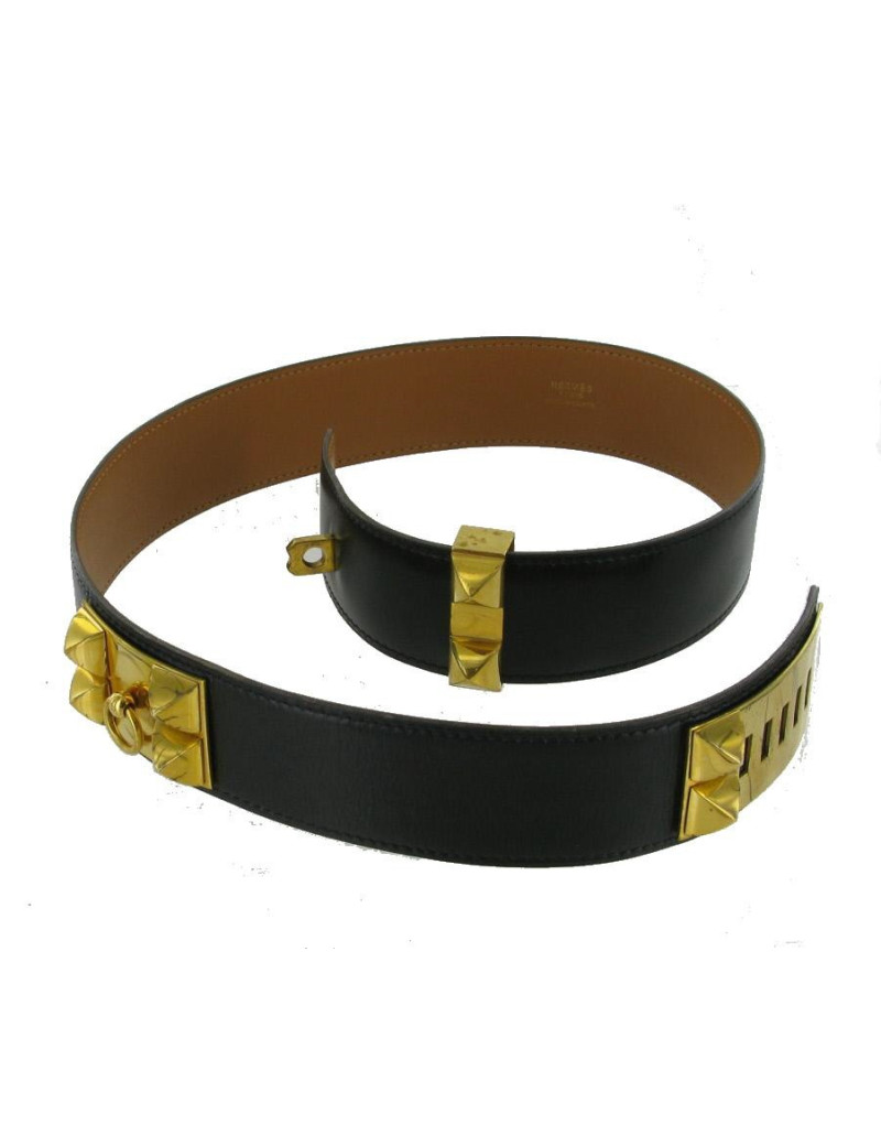 Ceinture "Medor"T72 HERMES vintage en box noir