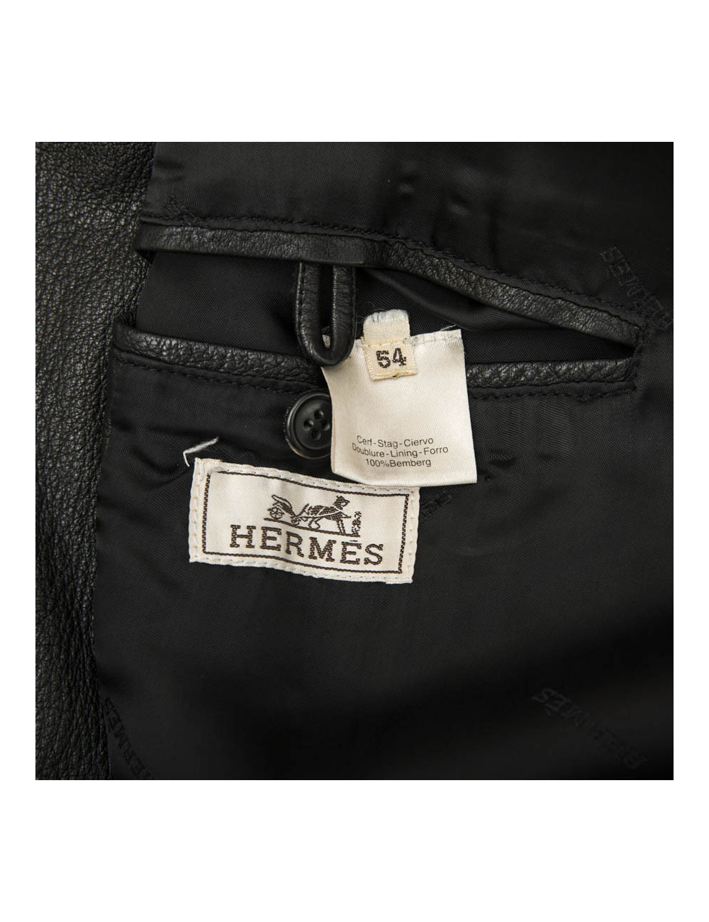 HERMES T 54 men's jacket in black Clémence calf leather