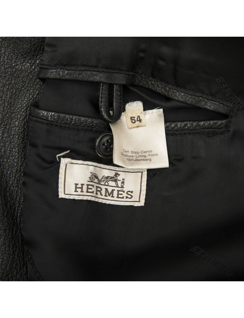 HERMES T 54 men's jacket in black Clémence calf leather