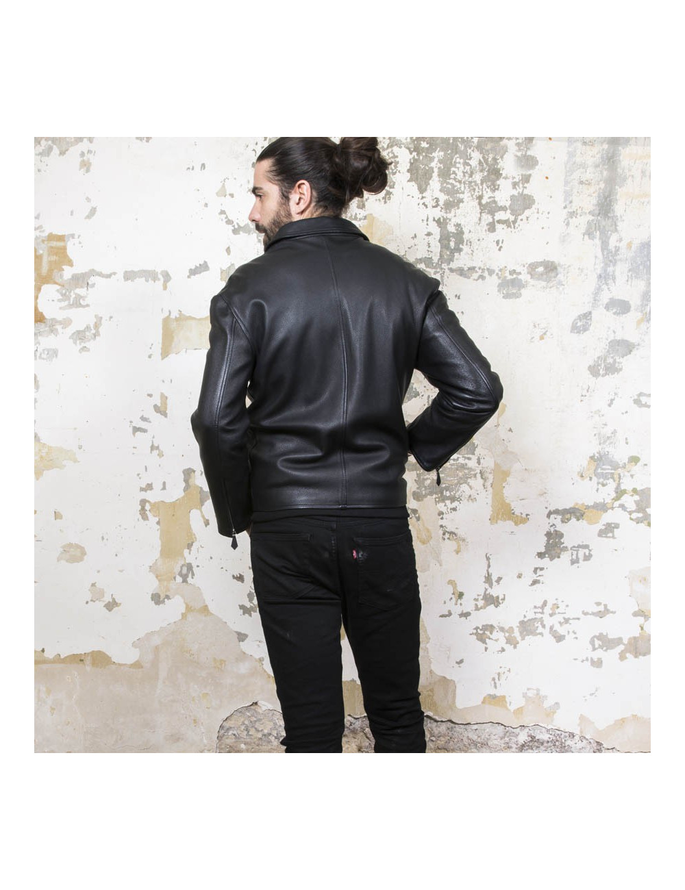 HERMES T 54 men's jacket in black Clémence calf leather