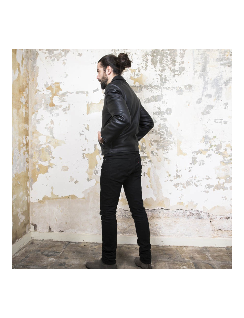 HERMES T 54 men's jacket in black Clémence calf leather