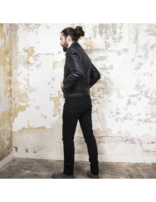 HERMES T 54 men's jacket in black Clémence calf leather