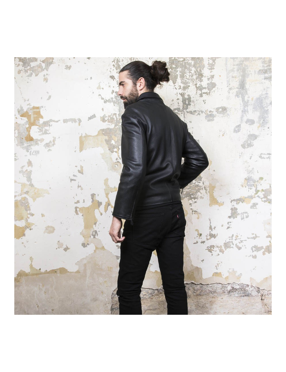 HERMES T 54 men's jacket in black Clémence calf leather