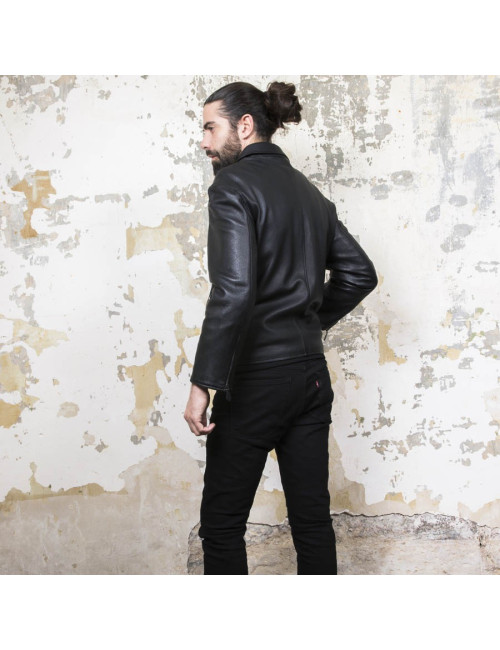 HERMES T 54 men's jacket in black Clémence calf leather