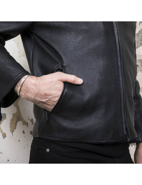 HERMES T 54 men's jacket in black Clémence calf leather