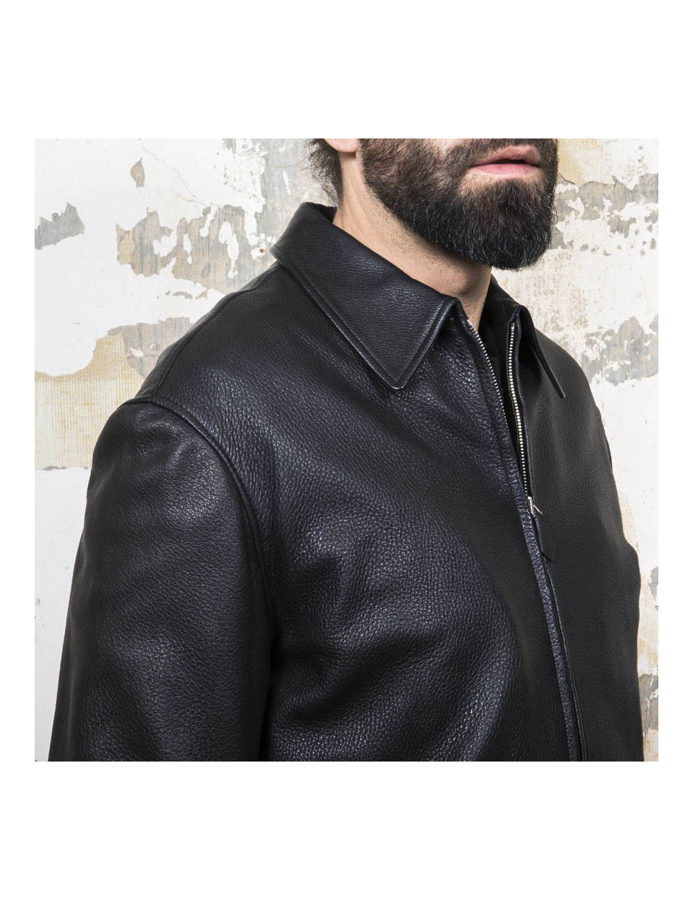 HERMES T 54 men's jacket in black Clémence calf leather