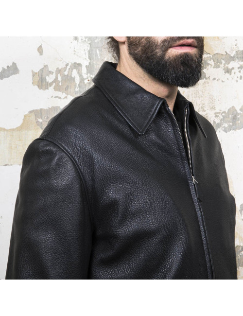 HERMES T 54 men's jacket in black Clémence calf leather