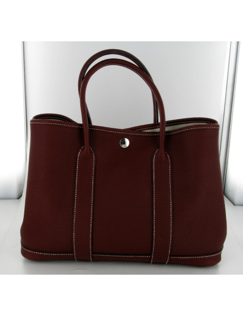 Sac garden party taurillon clÃ©mence rouge h HERMES