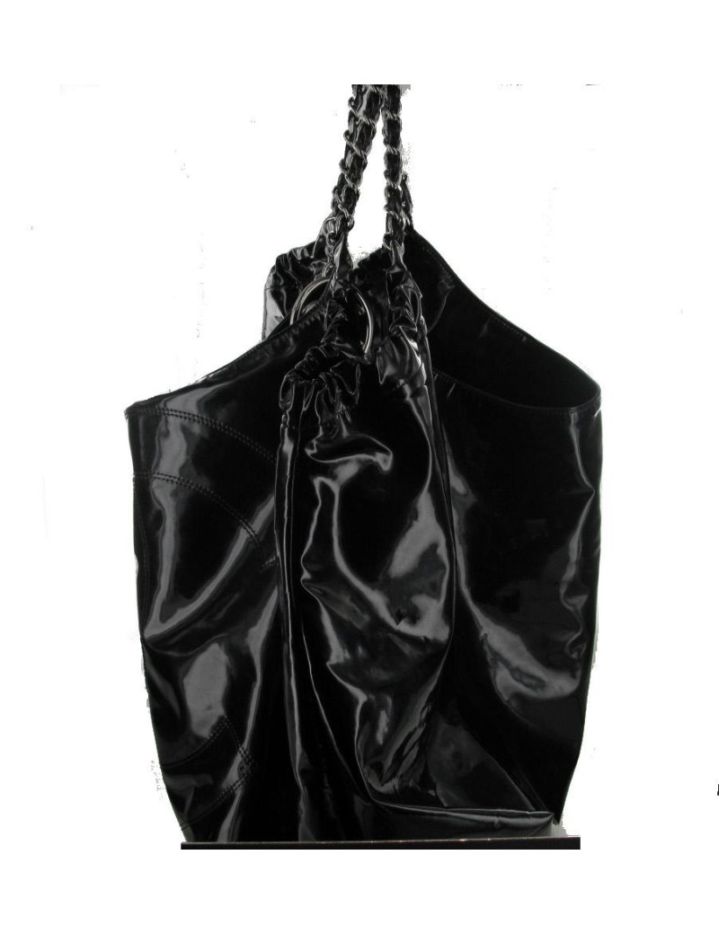 Sac CHANEL GM en cuir vernis noir