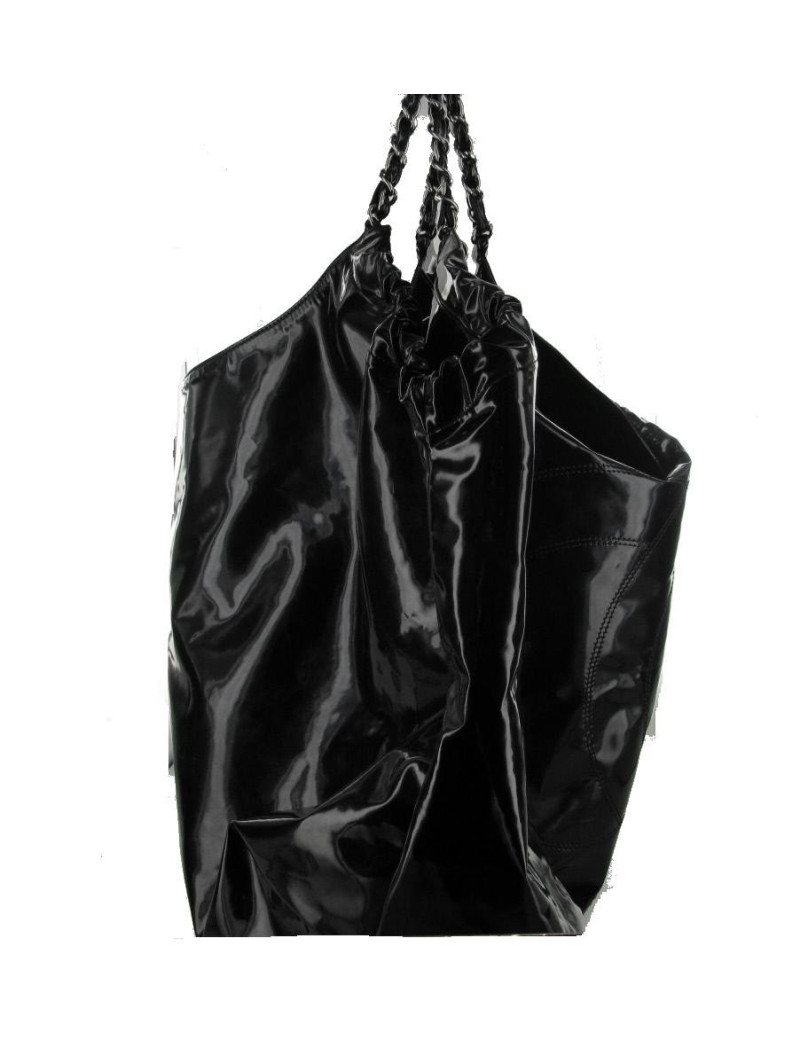 Sac CHANEL GM en cuir vernis noir