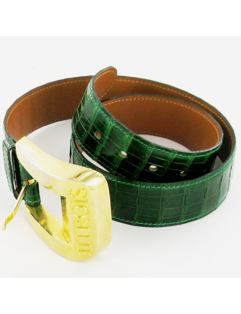 Ceinture Jean-Claude JITROIS en croco émeraude