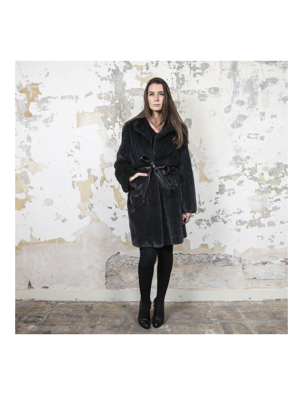 Manteau RIZAL T40   en vison bleu nuit 