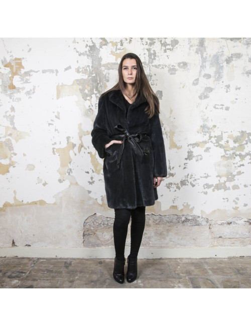 Manteau RIZAL T40   en vison bleu nuit 