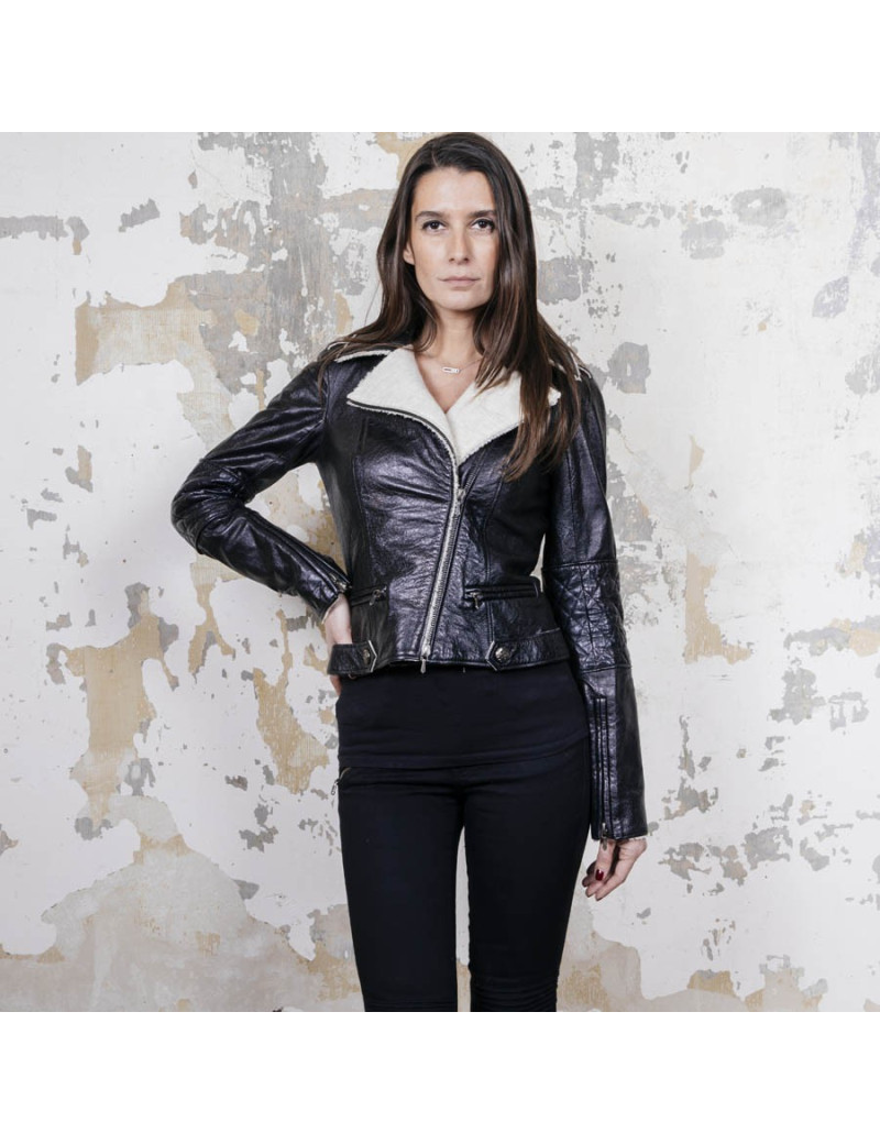 Veste CHANEL cuir noir T34