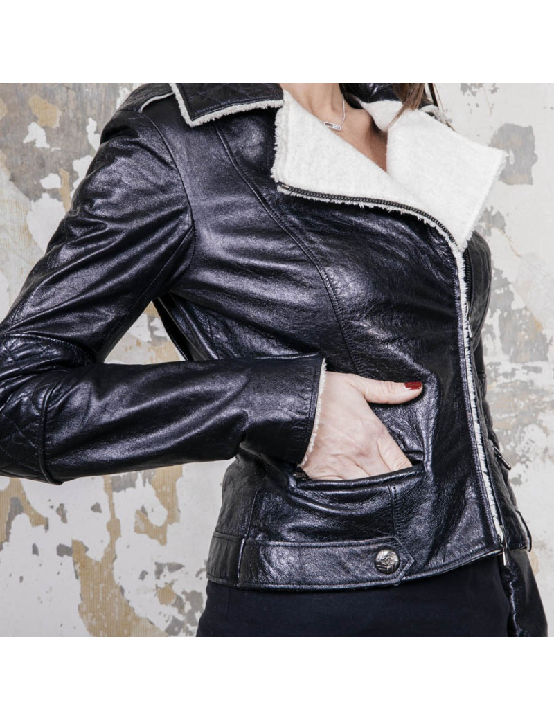 Veste CHANEL cuir noir T34