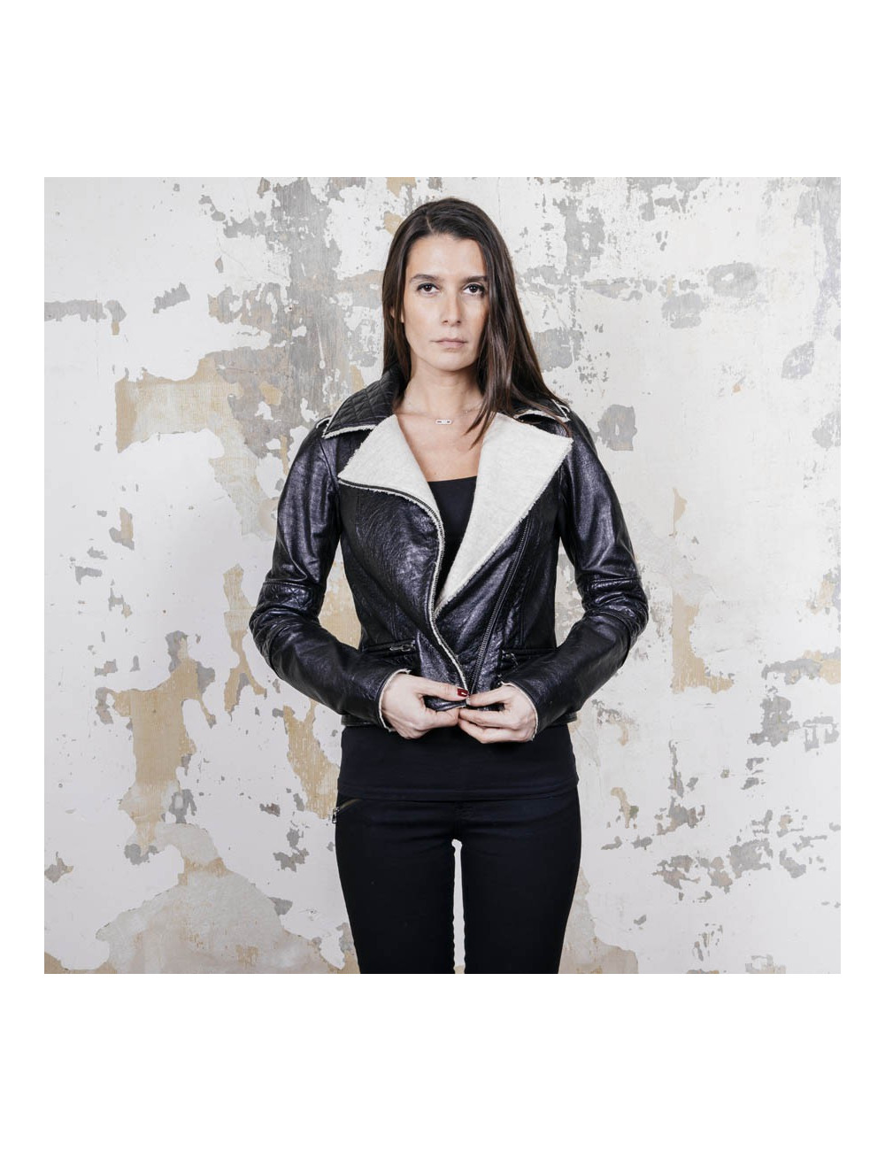 Veste CHANEL cuir noir T34