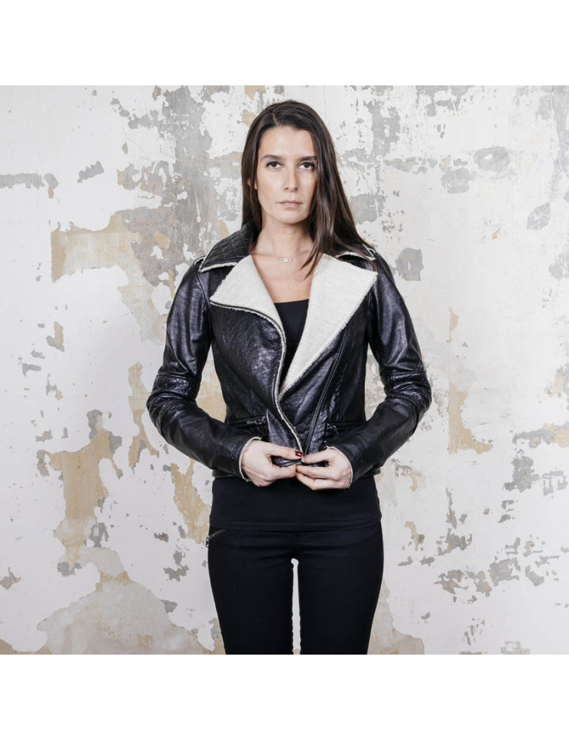 Veste CHANEL cuir noir T34