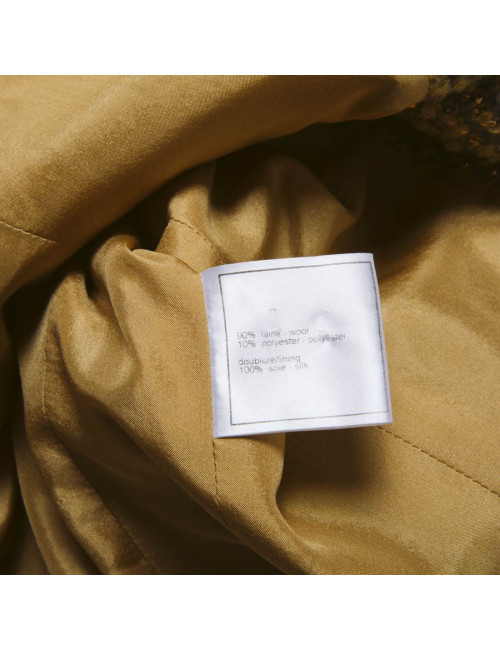 Veste CHANEL T 36 tweed gris et lamé doré