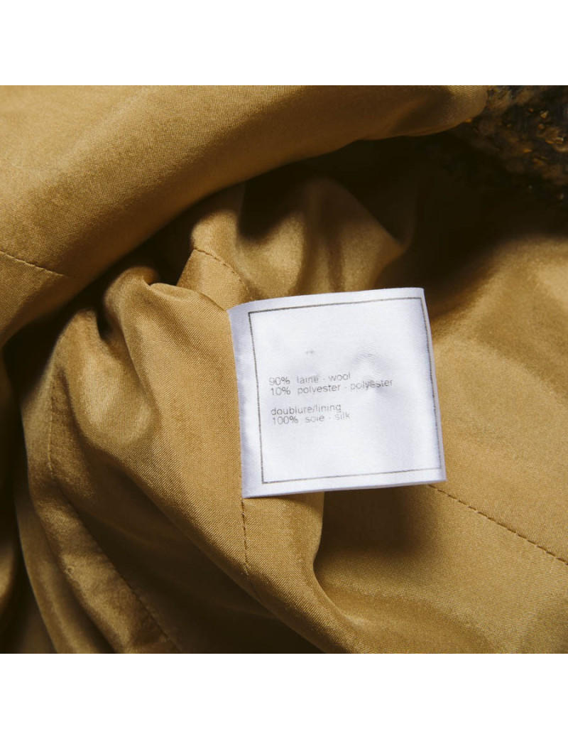 Veste courte CHANEL T 36 tweed gris et lamé doré