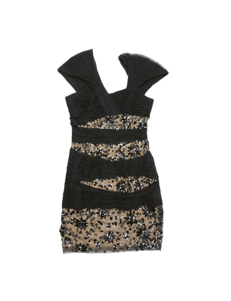 ZUHAIR MOURAD short cocktail dress in black and beige silk size 38FR