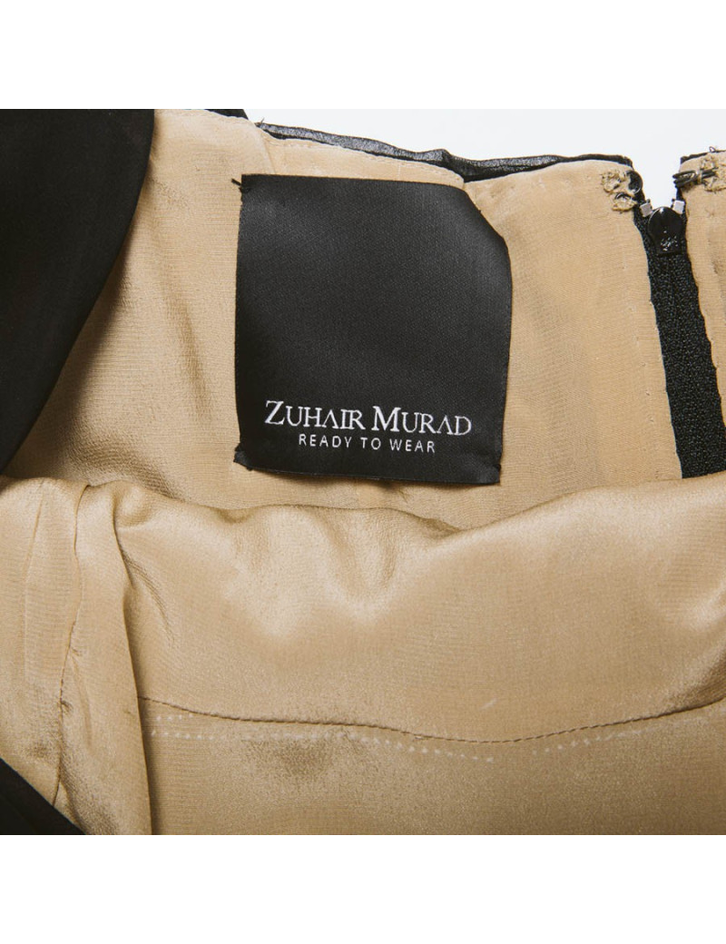 ZUHAIR MOURAD short cocktail dress in black and beige silk size 38FR