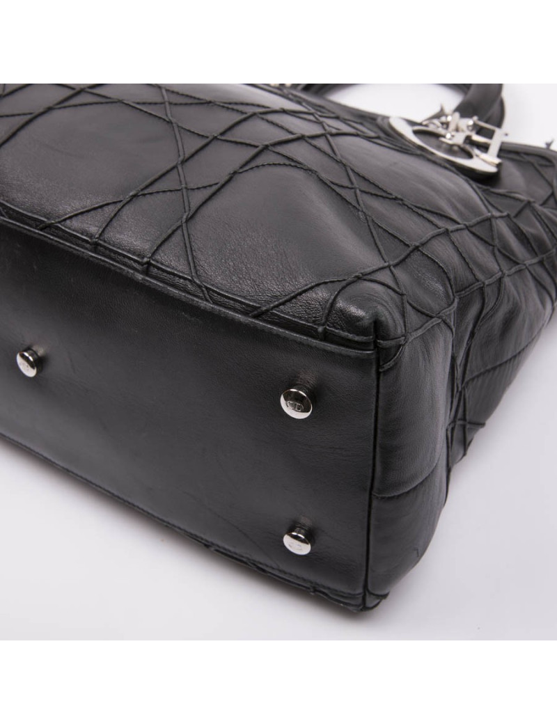 Sac DIOR en cuir matelassé noir
