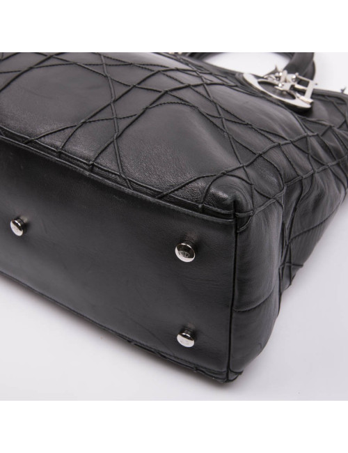 Sac DIOR en cuir matelassé noir