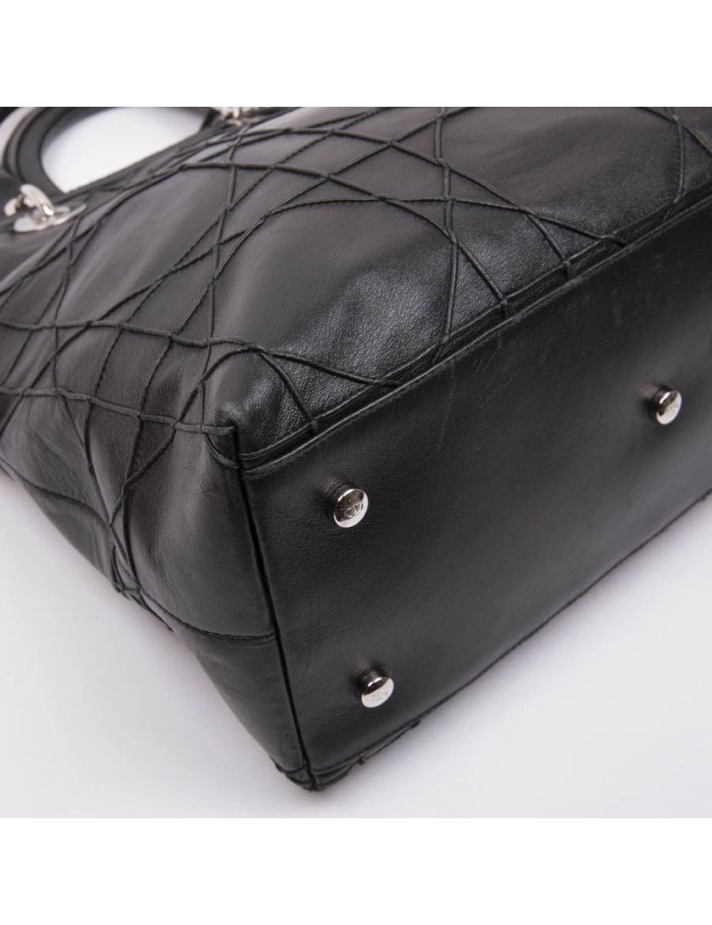 Sac DIOR en cuir matelassé noir