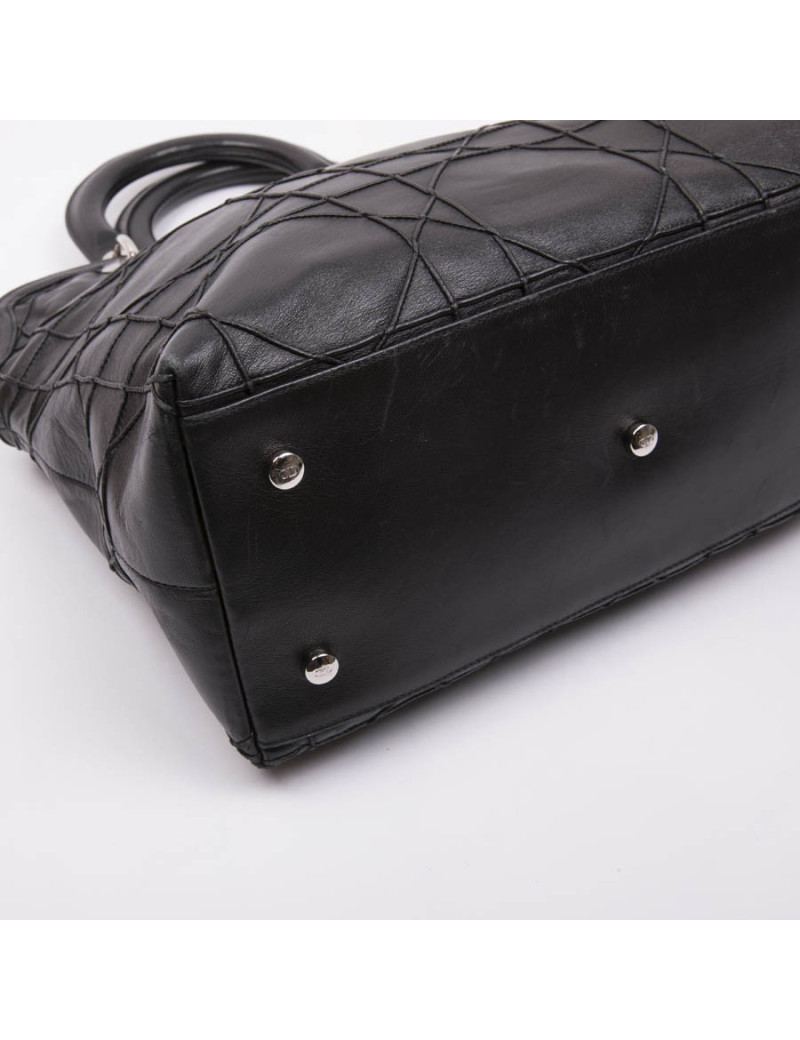Sac DIOR en cuir matelassé noir