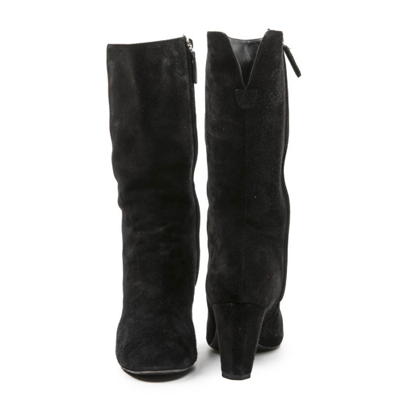CHANEL boots in black velvet calfskin leather size 365C  VALOIS VINTAGE  PARIS