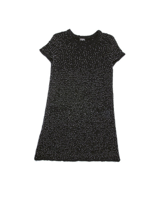 Robe CHANEL en laine noire perlée