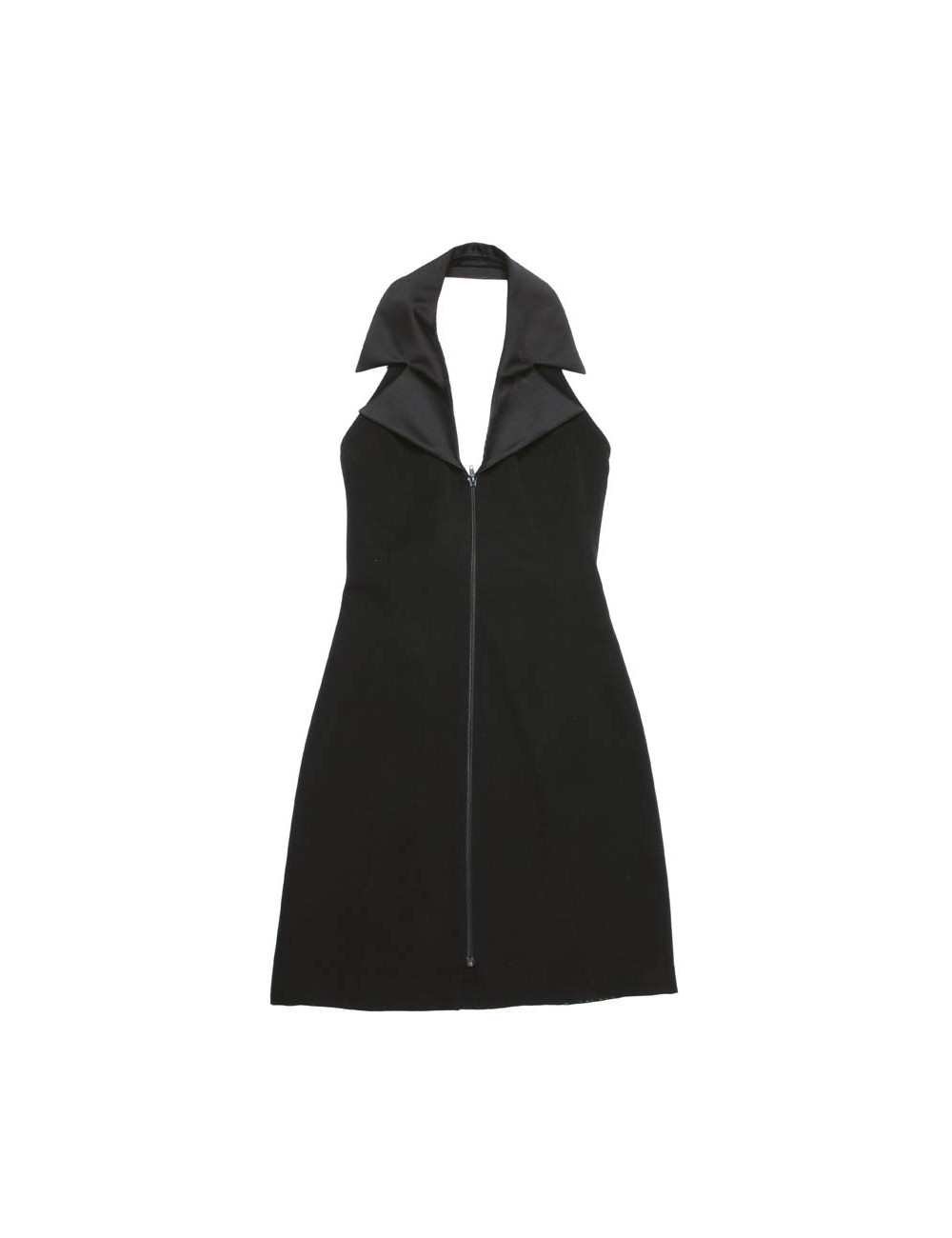 Robe YVES SAINT LAURENT T 38 FR en laine noire dos nu et col de veste