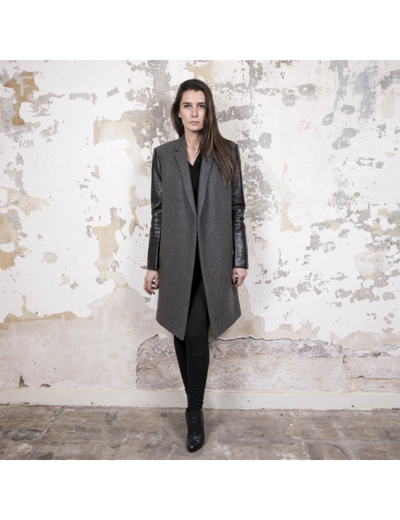 Manteau t 36 CELINE en laine grise 