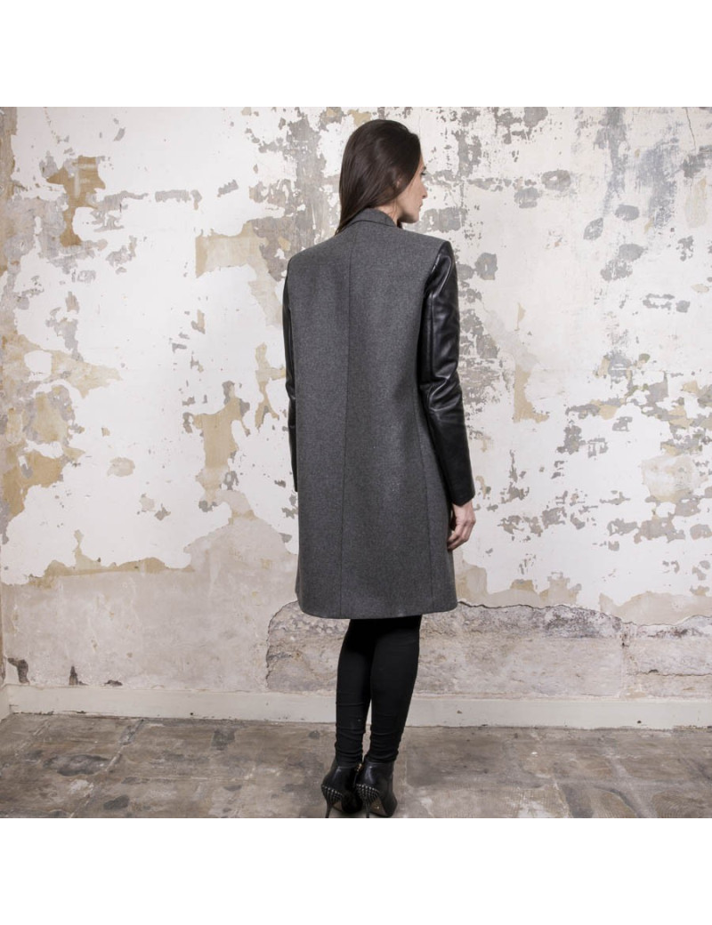 Manteau t 36 CELINE en laine grise 