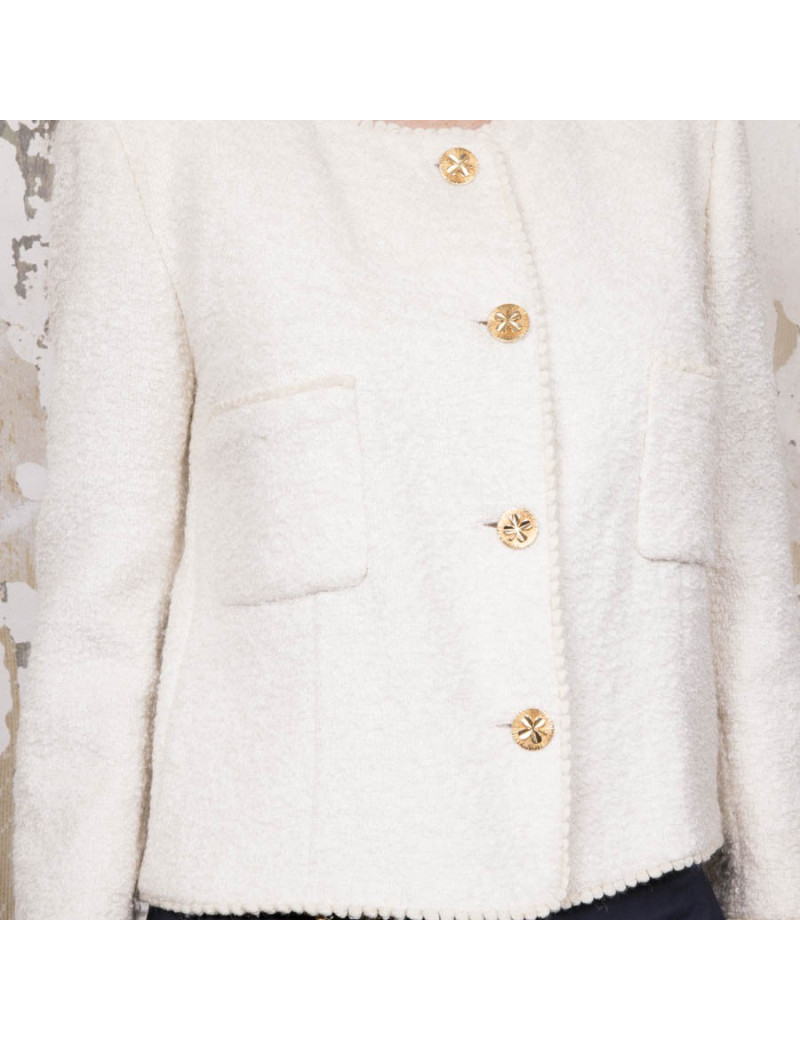 CHANEL Vintage jacket in ecru tweed size 44FR