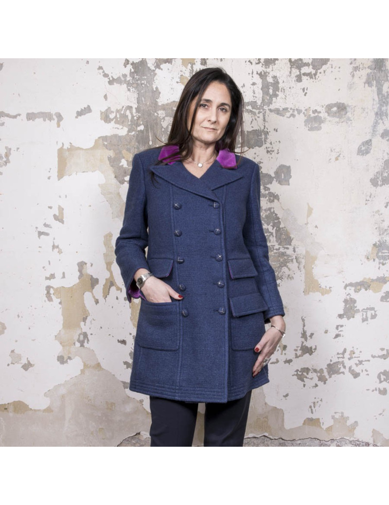 Caban T42 CHANEL bleu et col en velours 