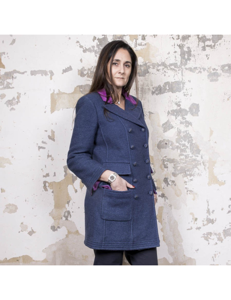 CHANEL caban in blue cashmere, wool and cotton size 42FR