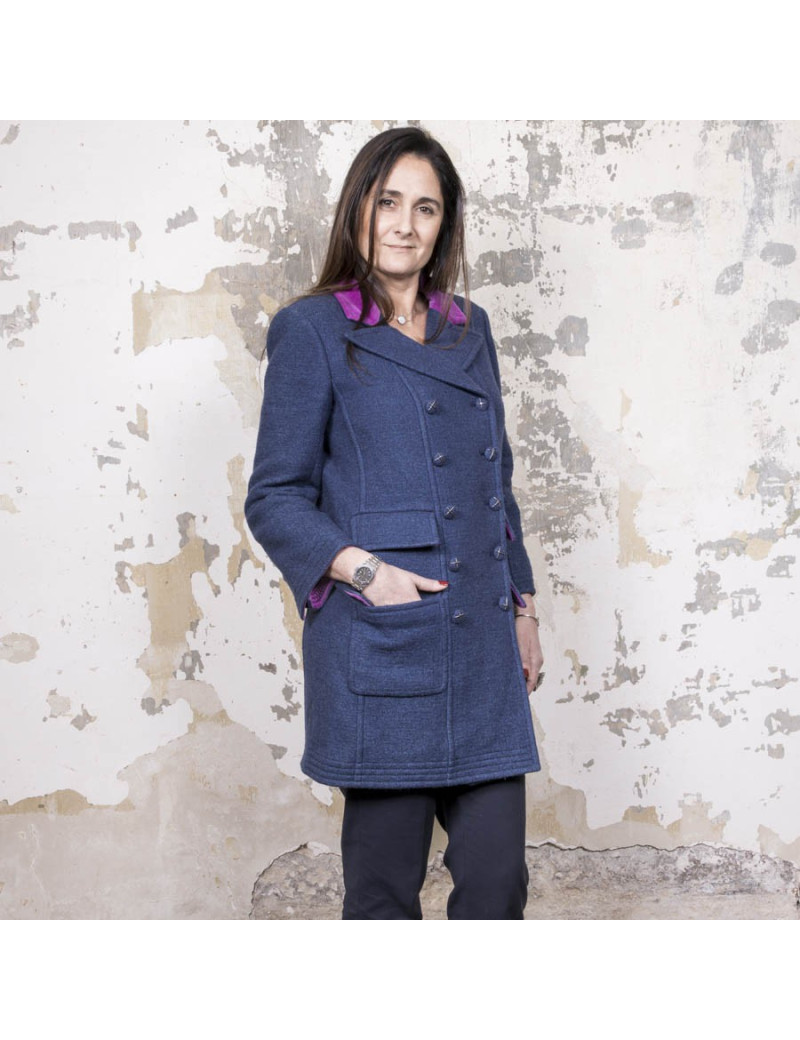 CHANEL caban in blue cashmere, wool and cotton size 42FR