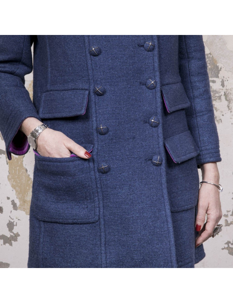 CHANEL caban in blue cashmere, wool and cotton size 42FR