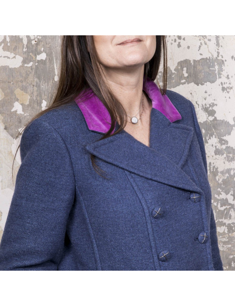 CHANEL caban in blue cashmere, wool and cotton size 42FR