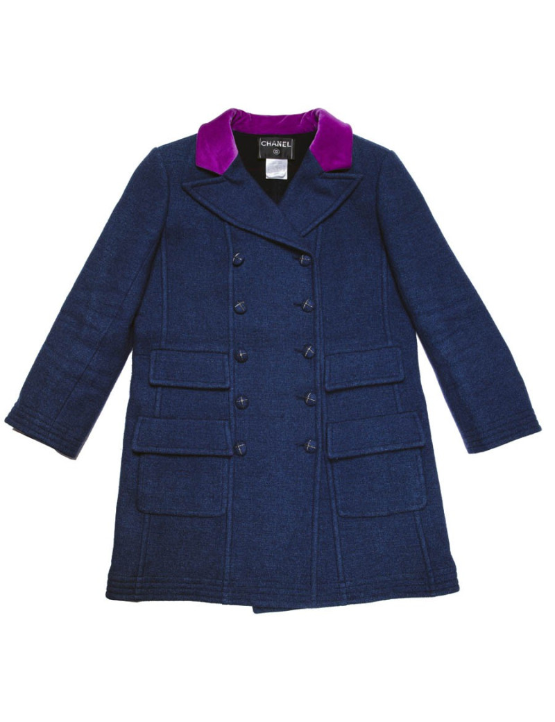 Caban T42 CHANEL bleu et col en velours 